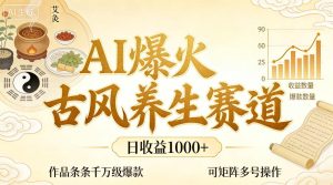 AI爆火古风养生赛道，日收益1k+单条作品点赞破万+，可矩阵多号操作【揭秘】-虚拟资源库