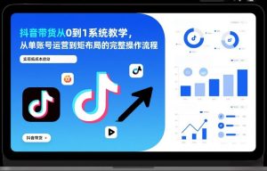 抖音带货从0到1系统教学,从单账号运营到矩阵布局的完整操作流程,实现低成本启动与高效带货-虚拟资源库