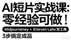 AI短片实战课:零经验可做,Midjourney+ElevenLabs双工具,3步搞定成品-虚拟资源库