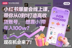小红书爆量会线上课,带你从0到1打造高收益带货账号,想靠小红书带货年入100w?现在机会来了!(更新)-虚拟资源库