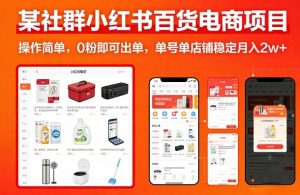 某社群小红书百货电商项目,操作简单,0粉即可出单,单号单店铺稳定月入2w+-虚拟资源库