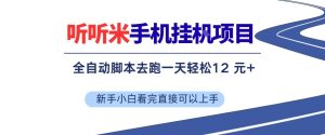 听听米手机挂G项目，单机一天12米+，脚本无脑去跑，看完直接落地【揭秘】-虚拟资源库
