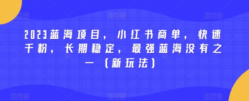 2023蓝海项目,小红书商单,快速千粉,长期稳定,最强蓝海没有之一(新玩法)-虚拟资源库