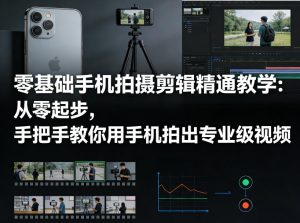 零基础手机拍摄剪辑精通教学:从零起步,手把手教你用手机拍出专业级视频-虚拟资源库
