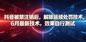 抖音被禁注销后，解除延续处罚技术，6月最新技术，效果自行测试-虚拟资源库