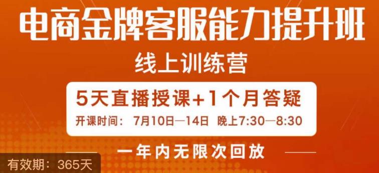 电商金牌客服能力提升班,提升客服能力是你店铺业绩的关键要素-虚拟资源库