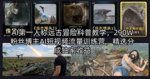 AI第一人称远古冒险科普教学，290W粉丝博主AI短视频流量训练营，精选分成独家收益-虚拟资源库