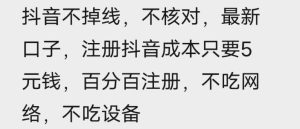 苹果手机抖音无限注册技术,不掉线不核对丨效果自测-虚拟资源库