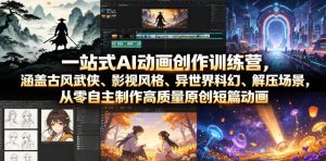 一站式AI动画创作训练营,涵盖古风武侠、影视风格、异世界科幻、解压场景,从零自主制作高质量原创短篇动画-虚拟资源库