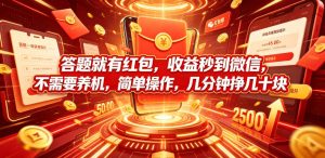 答题就有红包,收益秒到微信,不需要养机,简单操作,几分钟挣几十块【揭秘】-虚拟资源库