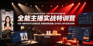 全能主播实战特训营｜抖音+视频号双平台直播运营，零基础搭建直播间、精准选品、话术成交、账号运营全落地-虚拟资源库