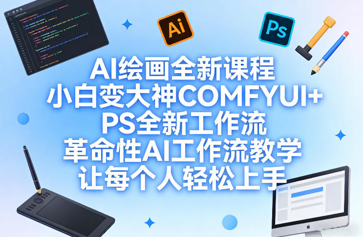 AI绘画全新课程,小白变大神COMFYUI+PS全新工作流,革命性AI工作流教学,让每个人轻松上手-虚拟资源库