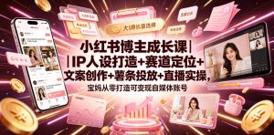 小红书博主成长课|IP人设打造+赛道定位+文案创作+薯条投放+直播实操,宝妈从零打造可变现自媒体账号-虚拟资源库