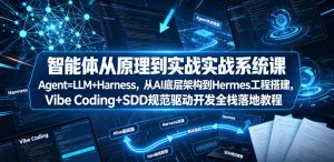 智能体从原理到实战系统课Agent=LLM+Harness,从AI底层架构到Hermes工程搭建,Vibe Coding+SDD规范驱动开发全栈落地教程-虚拟资源库