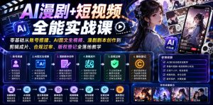 AI漫剧+短视频全能实战课|零基础从账号搭建、AI图文生视频、漫剧剧本创作到剪辑成片、合规过审、版权登记全落地教学-虚拟资源库