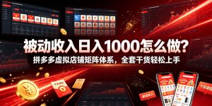 被动收入日入1000怎么做?拼多多虚拟店铺矩阵体系,全套干货轻松上手【揭秘】-虚拟资源库