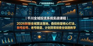 千川全域投流系统实战课程|2026新版全域算法落地、叠投抢量核心打法、新号起号、老号稳量、计划异常排查全链路教学-虚拟资源库