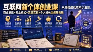 互联网新个体创业课|从零搭建低成本小生意,商业思维+商业模式+流量实战+个人成长全闭环教程-虚拟资源库