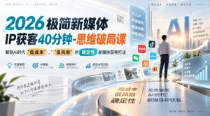 2026极简新媒体IP获客40分钟-思维破局课,解锁Ai时代“低成本”、“低风险”的确定性新媒体获客打法-虚拟资源库