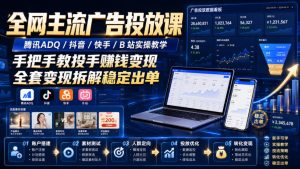 全网主流广告投放课,腾讯ADQ / 抖音 / 快手 / B 站实操教学,手把手教投手赚钱变现,全套变现拆解稳定出单-虚拟资源库