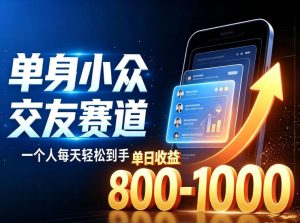 单身小众交友赛道,一个人每天轻松到手1000+,落地快、见效稳【揭秘】-虚拟资源库