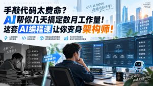 手敲代码太费命?AI帮你几天搞定数月工作量!这套AI编程课让你变身架构师!【原创双语字幕】-虚拟资源库