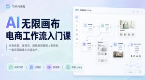 AI无限画布电商工作流入门课,从电商图片、详情页、带货视频到TK亚马逊产品上架模板实战,一套课程搞定-虚拟资源库
