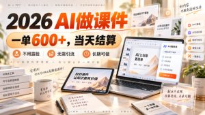 2026 AI做课件,一单600+,当天结算,不用露脸,无需引流,长期可做【揭秘】-虚拟资源库