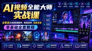 AI视频全能大师实战课|全赛道AI短视频制作、特效创作、场景变现零基础全套教程-虚拟资源库