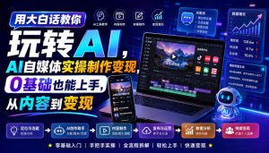 用大白话教你玩转AI,AI自媒体实操制作变现,0基础也能上手,从内容到变现-虚拟资源库