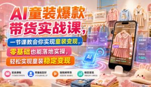 AI童装爆款带货实战课,一节课教会你实现童装变现,零基础也能落地实操-虚拟资源库