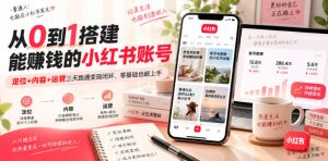 从0到1搭建能賺钱的小红书账号,定位+内容+运营三天跑通变现闭环-虚拟资源库