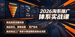 2026淘系推广体系实战课|新品底层流量机制、选品定位、搜索起量、投产控本、新店老店工厂商家分赛道爆款复制全流程(更新)-虚拟资源库