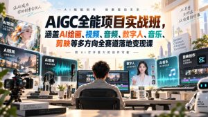 AIGC全能项目实战班-无水印,涵盖AI绘画、视频、音频、数字人、音乐、剪映等多方向全赛道落地变现课(更新)-虚拟资源库