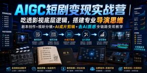 AIGC短剧变现实战营|吃透影视底层逻辑,搭建专业导演思维,剧本创作+视听分镜+AI成片剪辑+去AI质感全链路变现教学-虚拟资源库
