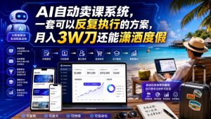AI自动卖课系统,一套可以反复执行的方案,月入3W刀还能潇洒度假【原创双语字幕】-虚拟资源库