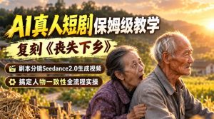 AI真人短剧保姆级教学,复刻《丧失下乡》,剧本分镜Seedance2.0生成视频,搞定人物一致性全流程实操-虚拟资源库