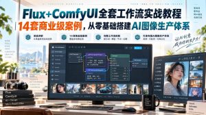 Flux+ComfyUI全套工作流实战教程|14套商业级案例,从零基础搭建AI图像生产体系-虚拟资源库