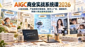 AIGC商业实战系统课2026,从绘本绘画、产品视觉到智能体、数字人广告、漫剧制作,掌握AI商业接单变现能力-虚拟资源库