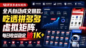 全天自动成交回款,吃透拼多多虚拟矩阵,每日收益稳定破1K+【揭秘】-虚拟资源库