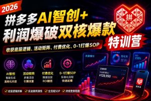2026拼多多AI智创+利润爆破双核爆款特训营,收获底层逻辑、活动矩阵、付费优化、0-1打爆SOP(更新0810)-虚拟资源库