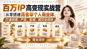 百万IP高变现实战营|从零搭建高客单个人商业体,打通获客、产品、私域、成交全闭环-虚拟资源库