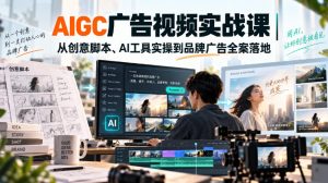 AIGC广告视频实战课|从创意脚本、AI工具实操到品牌广告全案落地-虚拟资源库