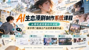 AI生态漫剧制作系统课程,从零吃透完整创作流程,新手零门槛独立产出优质漫剧作品-虚拟资源库