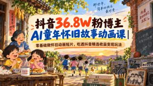 抖音36.8W粉博主AI童年怀旧故事动画课|零基础做怀旧动画短片,吃透抖音精选收益变现玩法-虚拟资源库