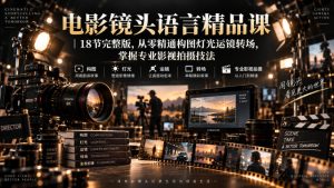 电影镜头语言精品课|18节完整版,从零精通构图灯光运镜转场,掌握专业影视拍摄技法-虚拟资源库