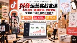抖音运营实战全课|新号起号+直播带货+全域变现,零基础打造可盈利抖音账号-虚拟资源库