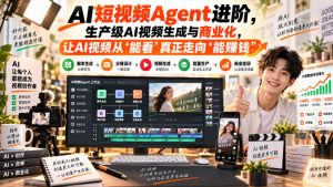 AI短视频Agent进阶,生产级AI视频生成与商业化,让AI视频从”能看”真正走向”能賺钱”-虚拟资源库