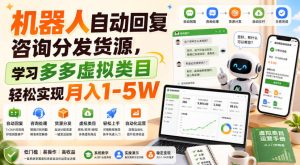 机器人自动回复咨询分发货源,学习多多虚拟类目轻松实现月入1-5W【揭秘】-虚拟资源库
