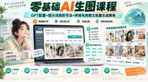 零基础AI生图课程,GPT配置+提示词高阶写法+跨境电商图文批量生成教程-虚拟资源库